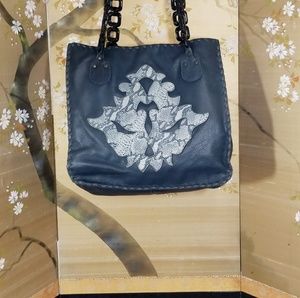 RARE HOCHMAN FULLER BLUE LEATHER SATCHEL